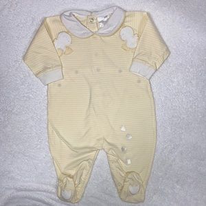 5/$20 Minibasix unisex yellow white striped duck one piece sleeper 9m